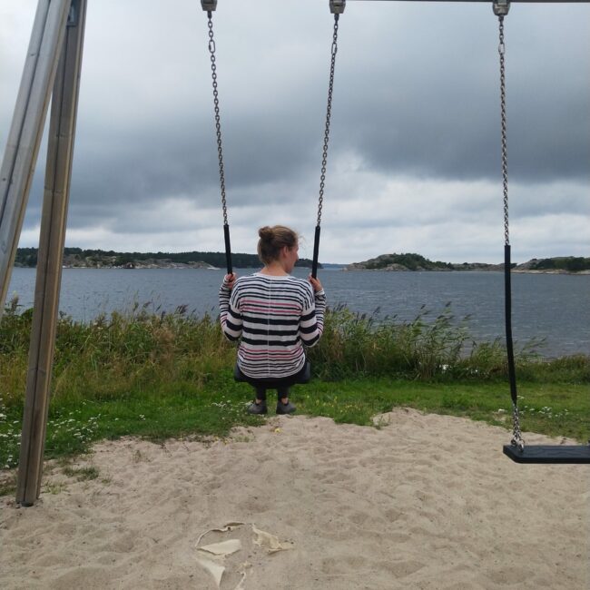 a swing by the sea - camping site in sweden
