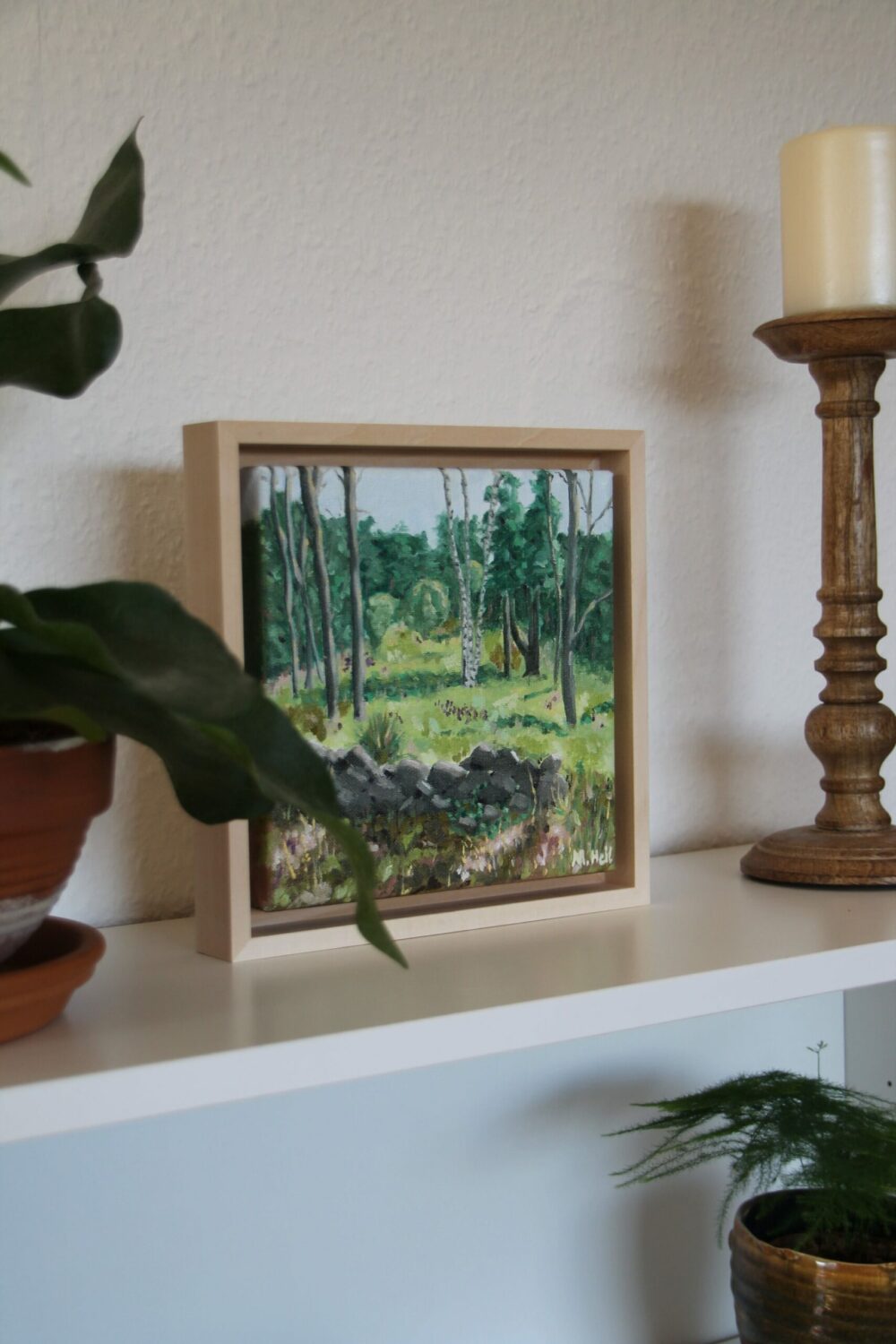 Forest scene oil painting with candle by Mareike Heil