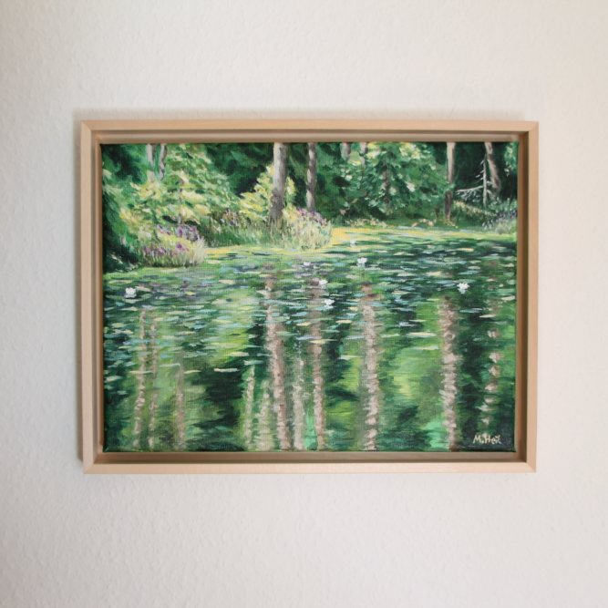 Oil Painting Lake View in a forest