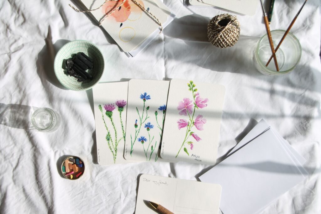 postcard bundle collection image watercolour flower painting