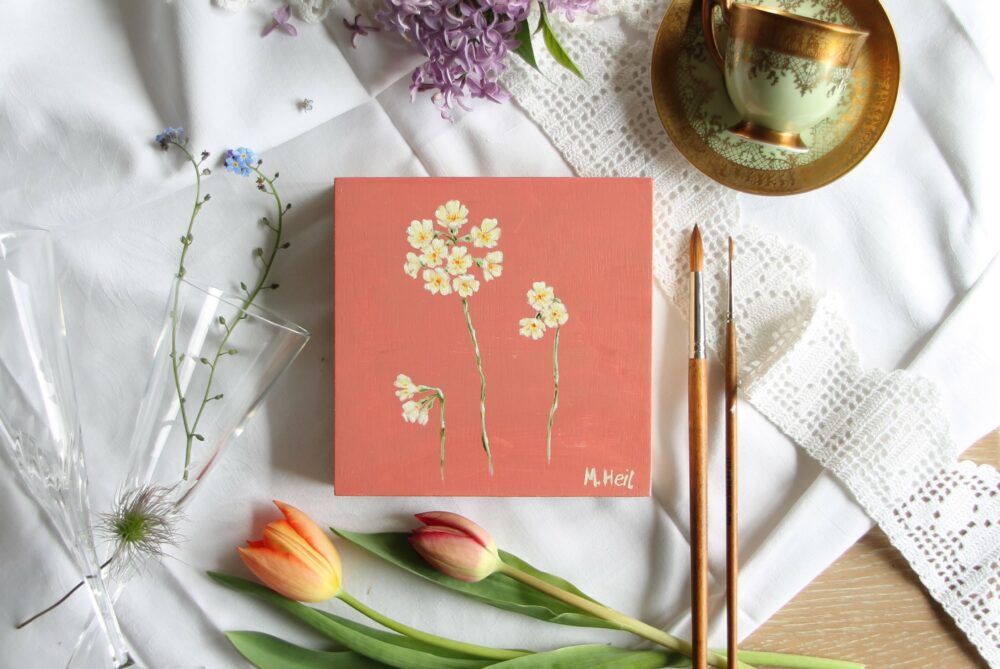 primrose oil painting minimalist spring flower